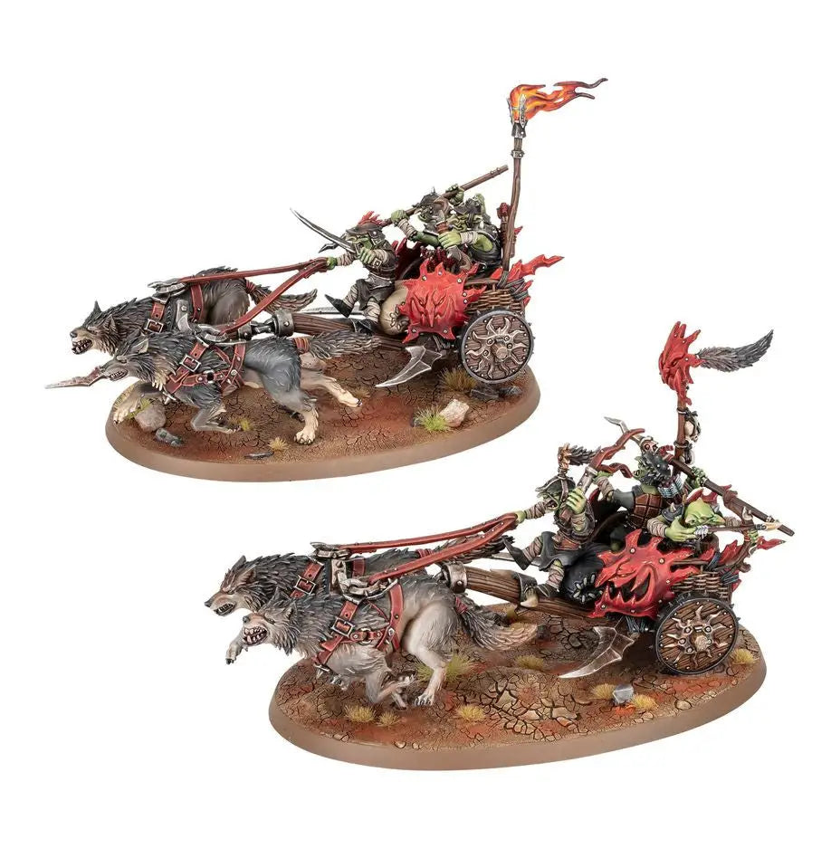 Orcish wolf-drawn chariots from Warhammer Gloomspite Gitz Sunsteala Wheelas product