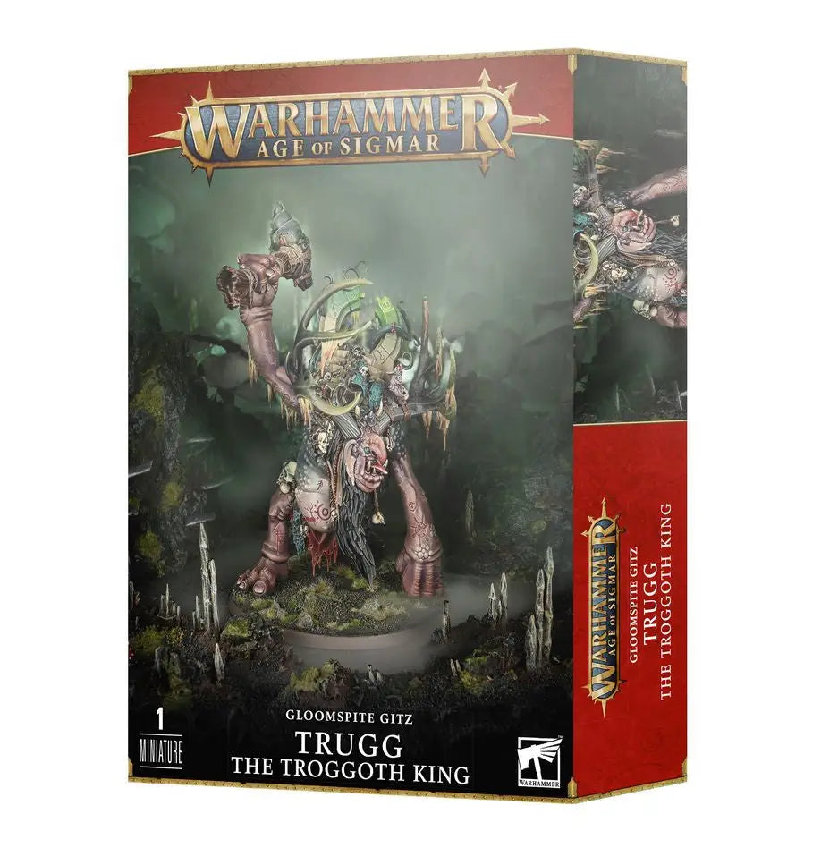 Miniature figurine box of Trugg the Troggoth King from Warhammer Age of Sigmar games