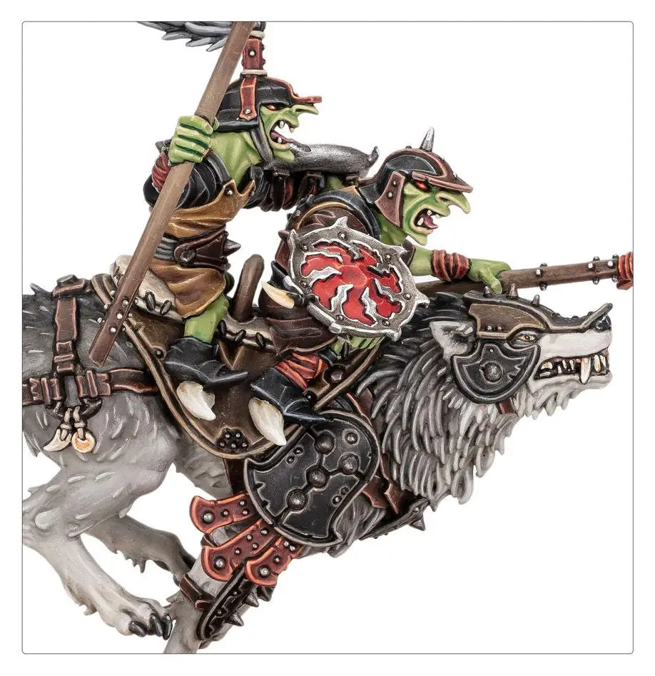 Miniature Goblin Wolf Riders from Warhammer Snarlpack Cavalry with Giant Snarlfangs