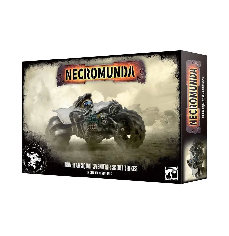 Necromunda Ironhead Squat Svendotar Scout Trikes box for tabletop gaming models