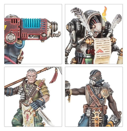 Steampunk-style weapons and character designs for Warhammer Kill Team Inquisitorial Agents