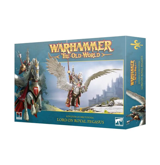 Warhammer The Old World Lord on Royal Pegasus miniature game box for Bretonnia