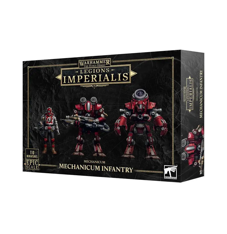 Warhammer 40,000 Legions Imperialis Mechanicum Infantry box set with red-armored warriors