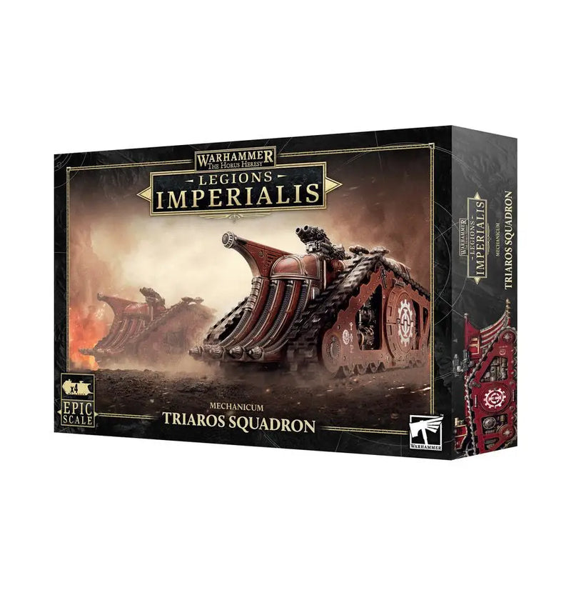 Warhammer 40,000 Legions Imperialis Mechanicum Triaros Squadron model kit featuring Triaros Armoured Conveyors