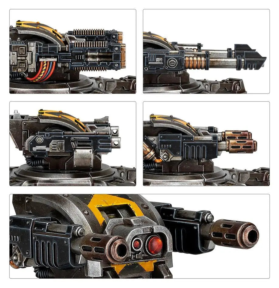 Close-up of Warhammer: Legiones Astartes Tarantula Sentry Guns showcasing vehicle weapon options