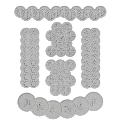 Warhammer Legions Imperialis order tokens 16x with embossed symbols and letters