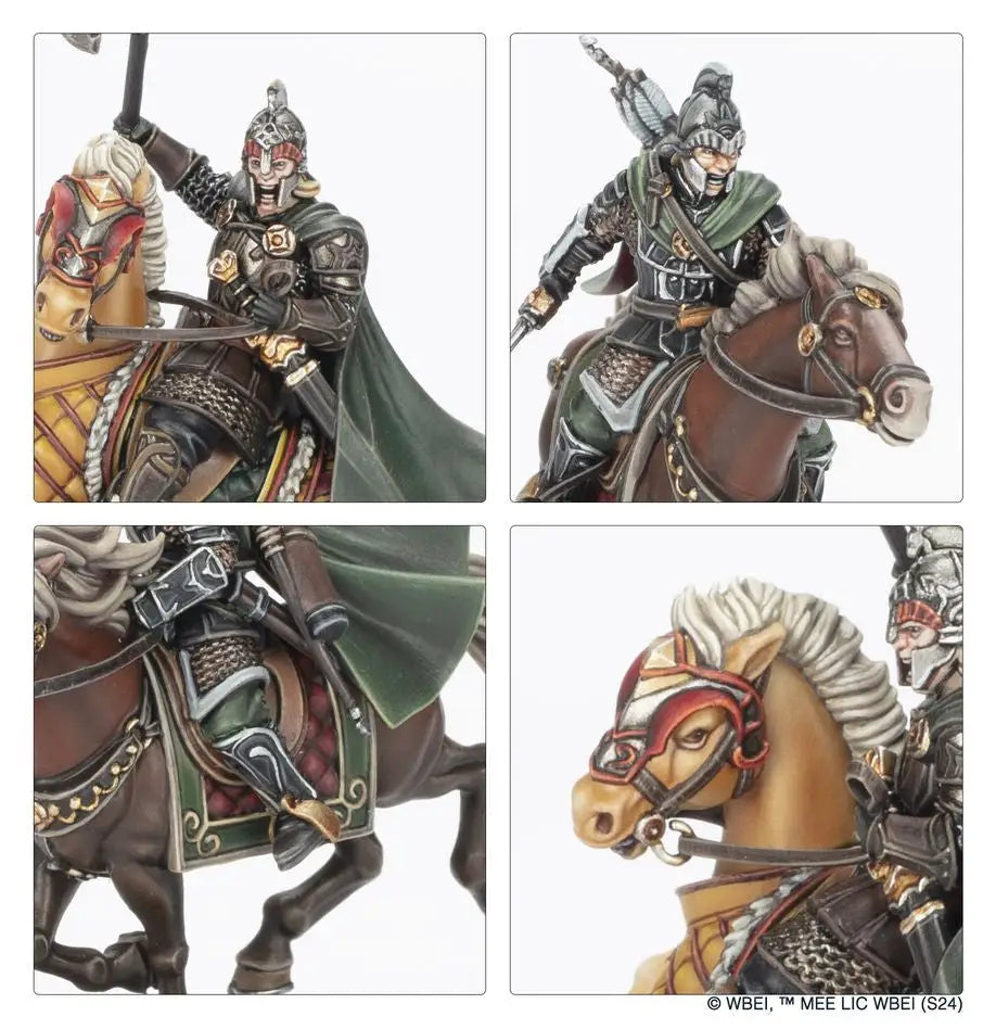 Mounted warrior figurines from Warhammer M-E SBG featuring Citadel Colour paints