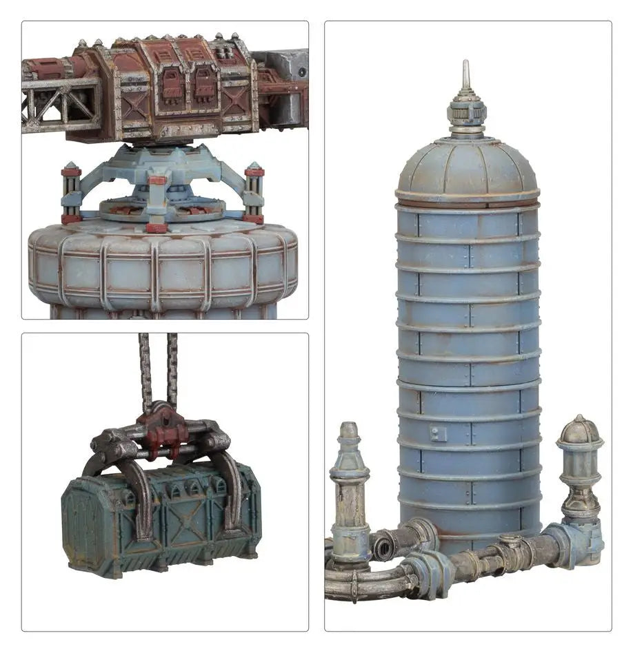 Industrial cylindrical tower with horizontal bands for Warhammer MANUFACTORUM IMPERIALIS SECTOR