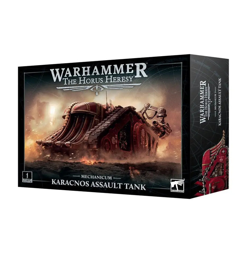 Warhammer Karacnos Assault Tank box for the Mechanicum with mortar battery details