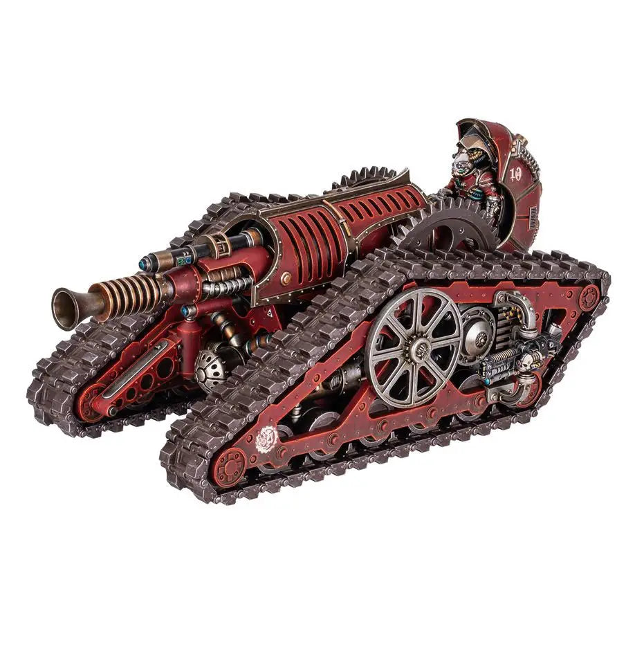 Red and bronze steampunk Krios Battle Tank from Warhammer Mechanicum