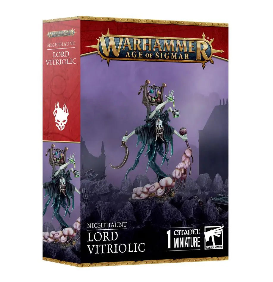 Boxed miniature set for Warhammer Age of Sigmar Nighthaunt featuring Lord Vitriolic figure