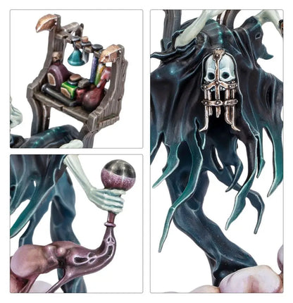 Miniature of Lord Vitriolic from Warhammer NIGHTHAUNT with spectral figure and alchemy stand