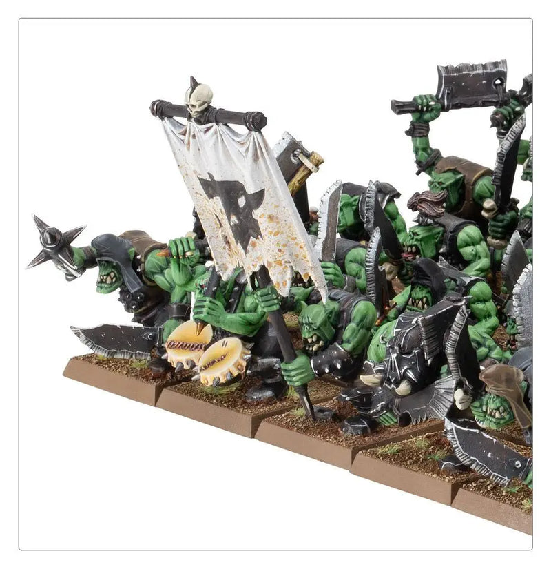 Orc Boyz ready for battle with hand weapons in Warhammer Goblin Tribes product