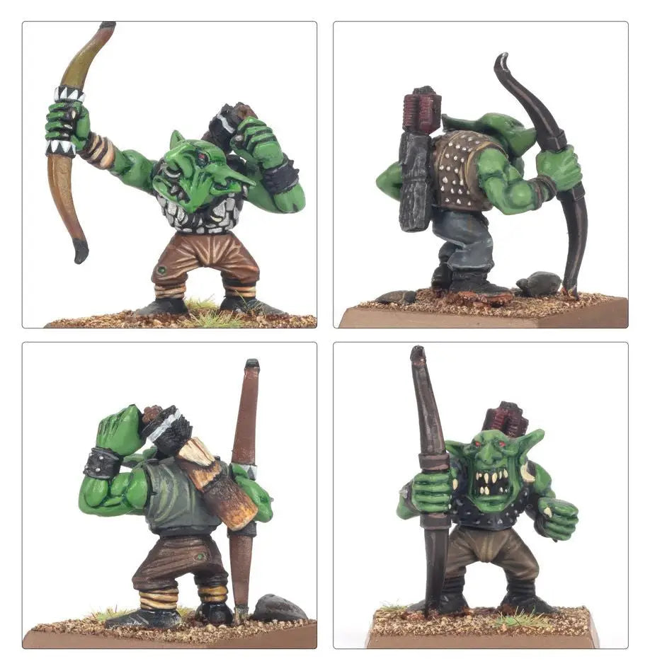 Green Orc Archer Miniatures for Warhammer Goblin Tribes with Bows and Leather Armor