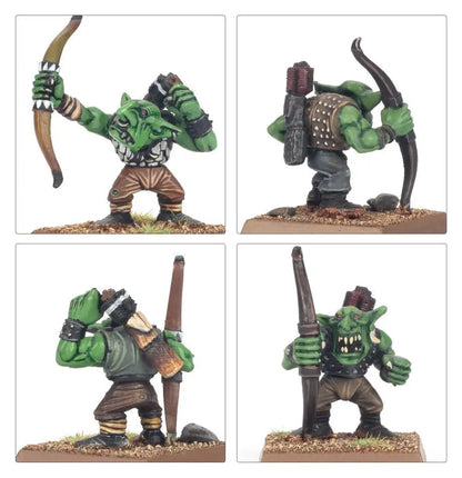 Green Orc Archer Miniatures for Warhammer Goblin Tribes with Bows and Leather Armor