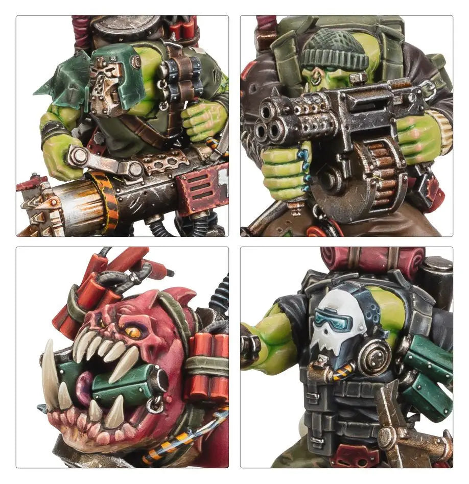 Warhammer ORKS KOMMANDOS miniature kit builds with kommando armed figures and boss nob