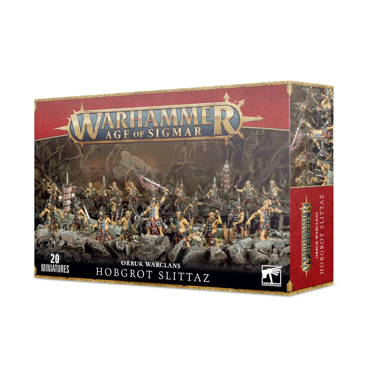 Warhammer Age of Sigmar box with Hobgrot Slittaz miniatures for tabletop gaming