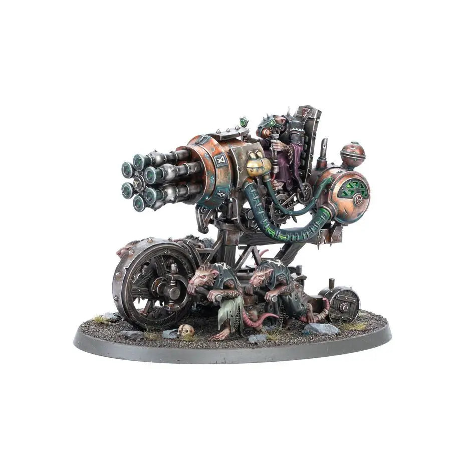 Steampunk Ratling Warpblaster turret with rusted metal, perfect for Warhammer enthusiasts