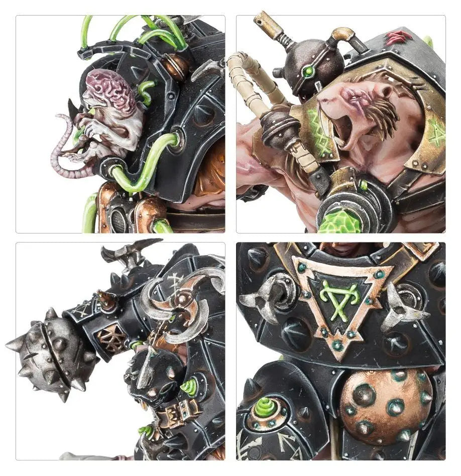 Close-up images of Warhammer SKAVEN STORMFIENDS miniature with grotesque rat features and mechanical enhancements