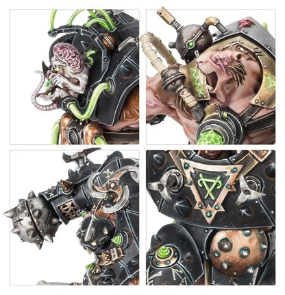 Close-up images of Warhammer SKAVEN STORMFIENDS miniature with grotesque rat features and mechanical enhancements