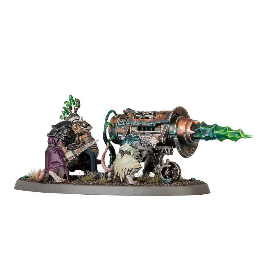 Steampunk Warhammer SKAVEN Warp-Grinder with glowing green drill and wheeled base
