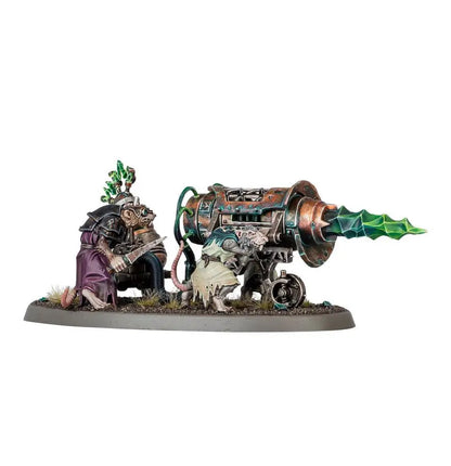 Steampunk Warhammer SKAVEN Warp-Grinder with glowing green drill and wheeled base