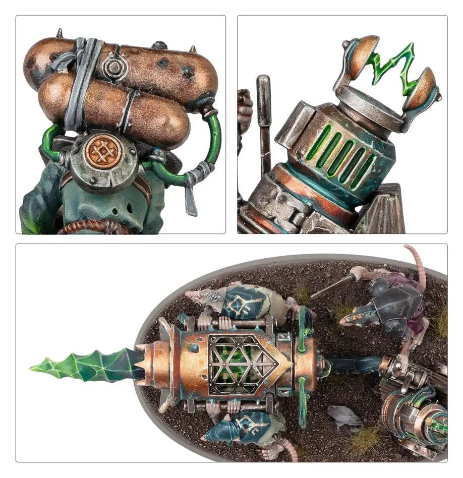 Steampunk robot with copper and green metals from Warhammer: Skaven: Warp-Grinder
