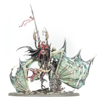Miniature undead dragon rider featuring Prince Vhordrai with pestilential breath in Warhammer Crimson Keep