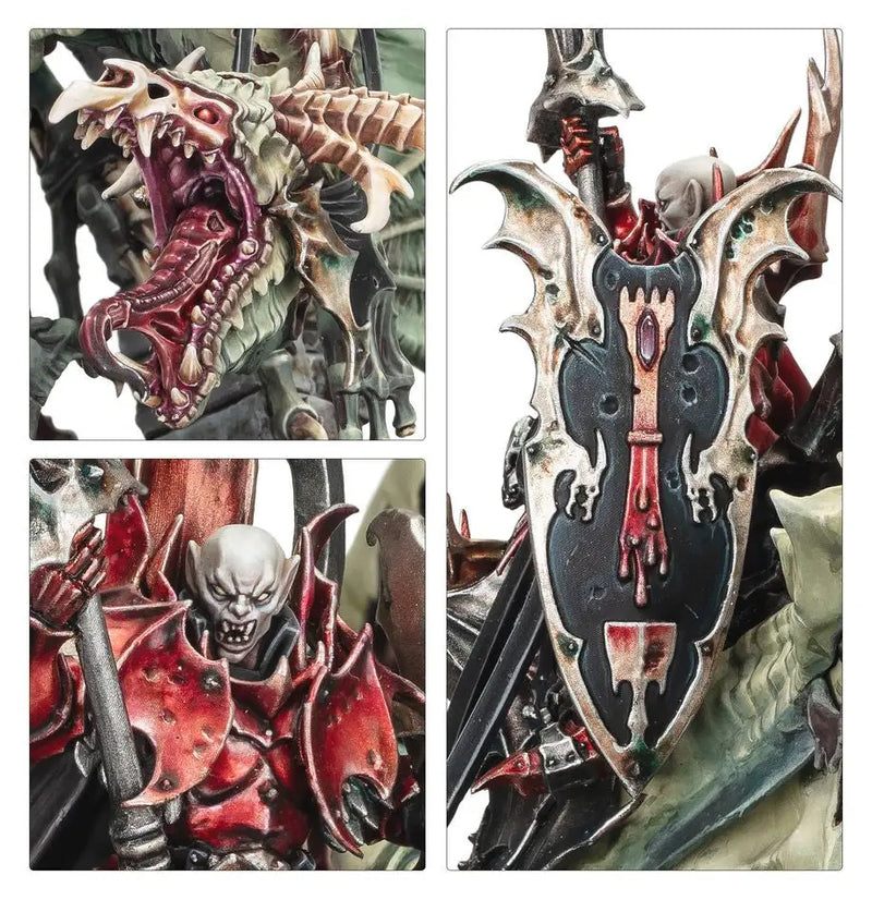 Miniature Prince Vhordrai on undead dragon with pestilential breath for Warhammer Soulblight Gavelords