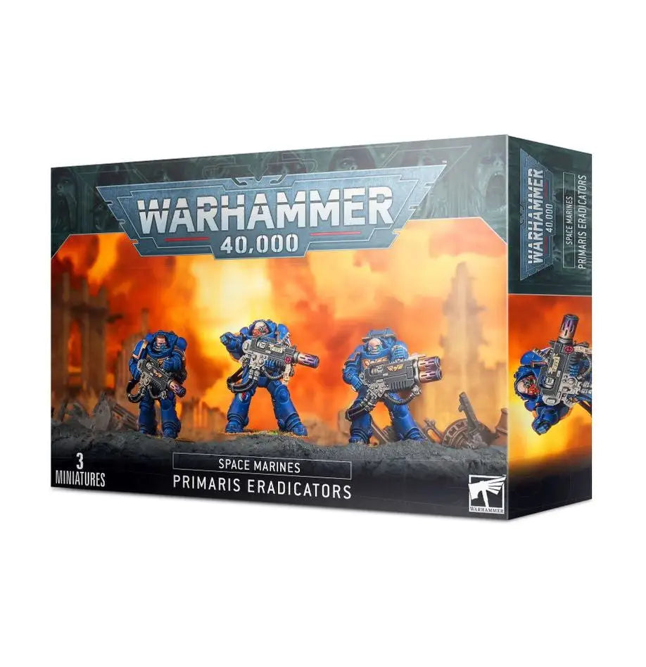 Warhammer 40,000 Primaris Eradicators with melta rifle miniatures set in Warhammer SPACE MARINES PRIMARIS ERADICATORS