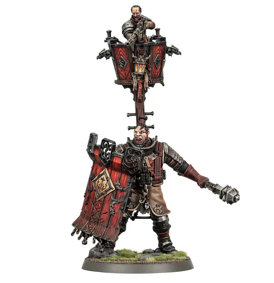Miniature War Banner Bearer from Warhammer SPEARHEAD Cities of Sigmar Fusiliers on round bases