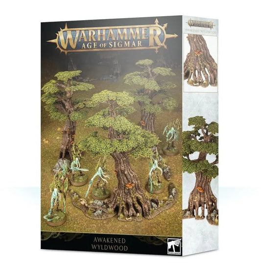 Boxed Warhammer Age of Sigmar Awakened Wyldwood miniature terrain set for Sylvaneth tabletop gaming