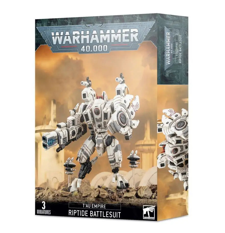 Warhammer 40,000 T’au Empire Riptide Battlesuit with xv104 Riptide, shielded missile drones