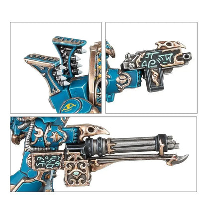 Painted Warhammer Thousand Sons Scarab Occult Terminators with aqua and gold details