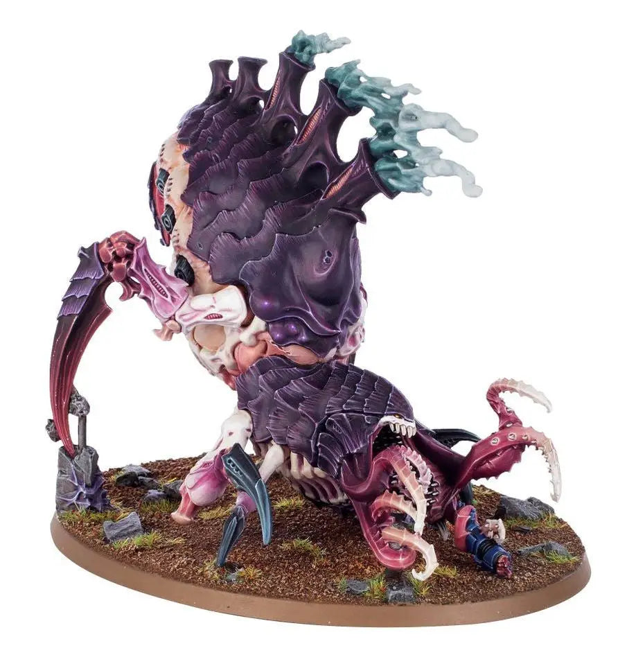 Grotesque Tyranids Psychophage alien creature with limbs and tentacles on display base