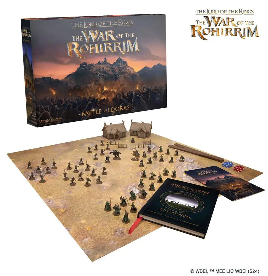 Lord of the Rings: War of the Rohirrim game box, miniatures, and board from Middle-Earth Enterprises