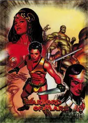 Stylized illustration of heroic characters on Warlord of Mars trading card