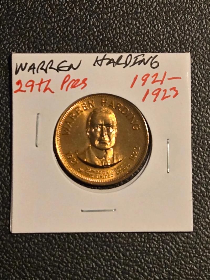 Warren Harding Shell Presidential Coin Game Token Facts on the Back 1921-1923 - Coins & Currency