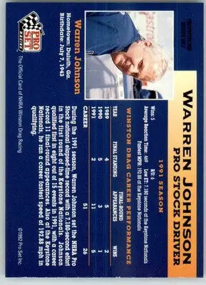 Warren Johnson - 1992 Pro Set NHRA - #NNO - Prototypes Racing - Racing Card Single