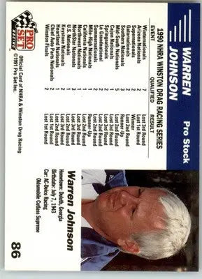 Warren Johnson’s Car - 1991 Pro Set NHRA - #86 - Racing - Racing Card Single