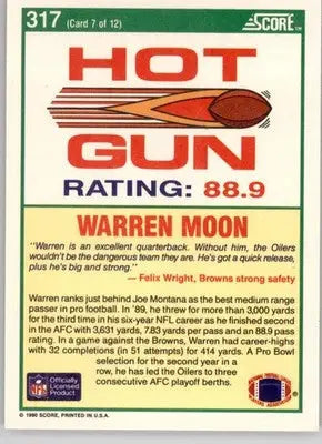 Warren Moon - 1990 Score - #317 - Football - Football Card Single