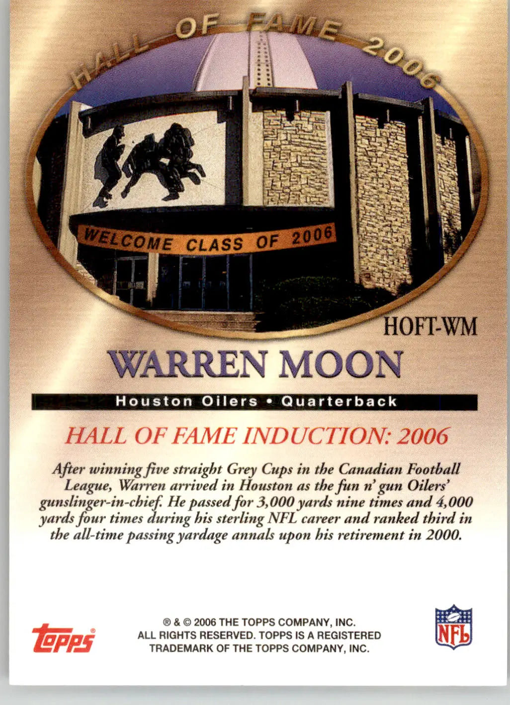 Warren Moon - 2006 Topps - #HOF-WM - Hall of Fame Class of 2006 Football - Football Card Single