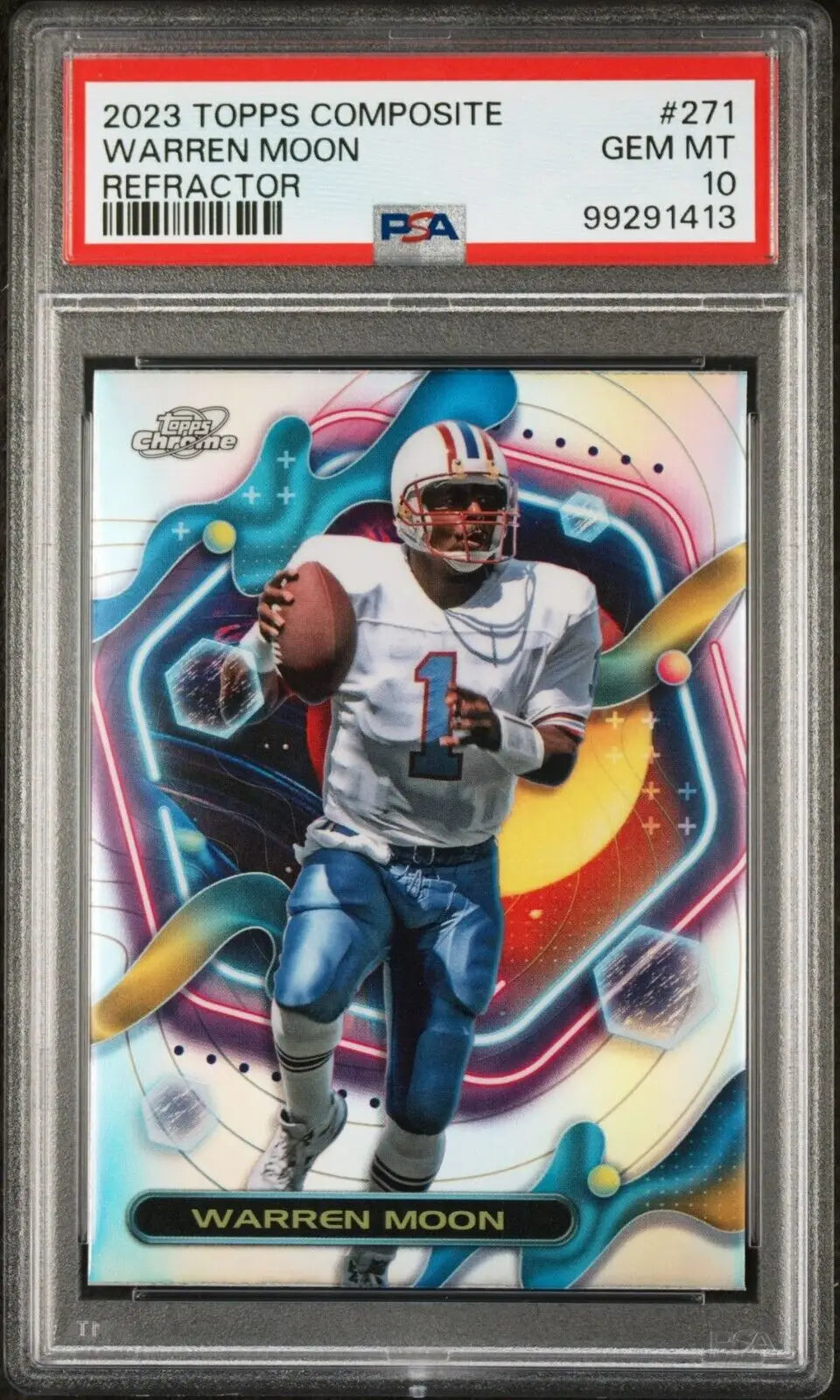 Warren Moon 2023 Topps Chrome Cosmic Refractor NFL #271 Card PSA 10 Gem Mint - Football Card Single