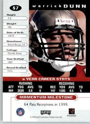 Warrick Dunn - 2000 Playoff Momentum - #87 - Football - Football Card Single