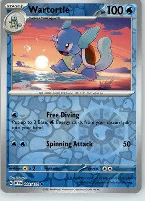 Wartortle - 151 - 008/165 - Reverse Holo NM Pokemon - Pokémon Card Single