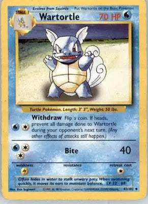 Wartortle - Base Set - 042/102 - Normal HP - Pokémon Card Single