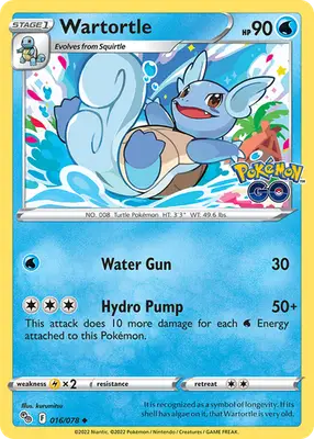 Wartortle - Pokemon GO - 016/078 - Reverse Holo LP Pokemon - Pokémon Card Single