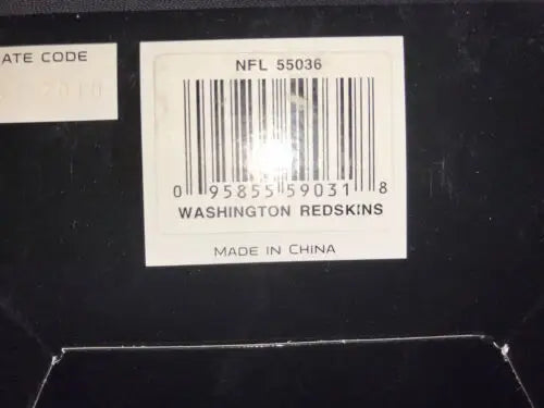 Washington Redskins Riddell official mini helmet barcode label for collectors
