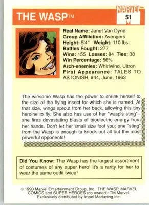 Wasp - 1990 Impel Marvel Universe - #51 - Non_sport - Non-Sports Card Single