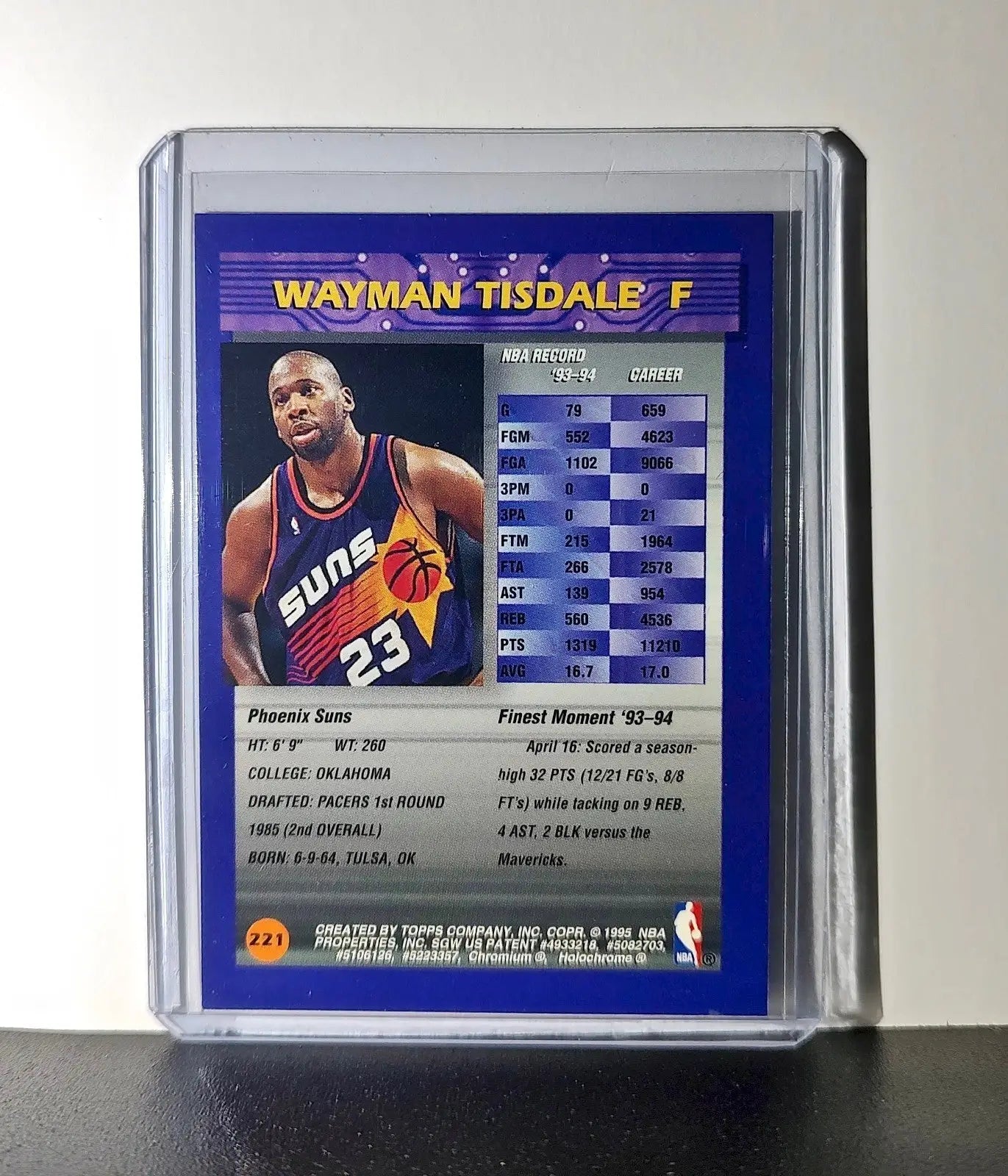 Wayman Tisdale 1994-95 Topps Finest #221 Basketball Card